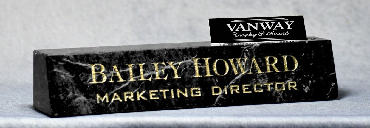 Marble Desk Wedge with Business Card Holder