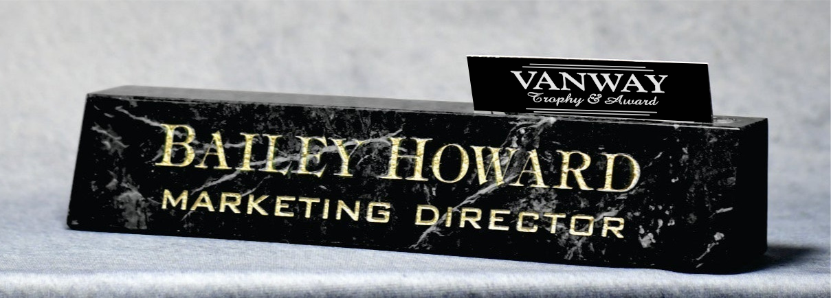 Marble Desk Wedge with Business Card Holder