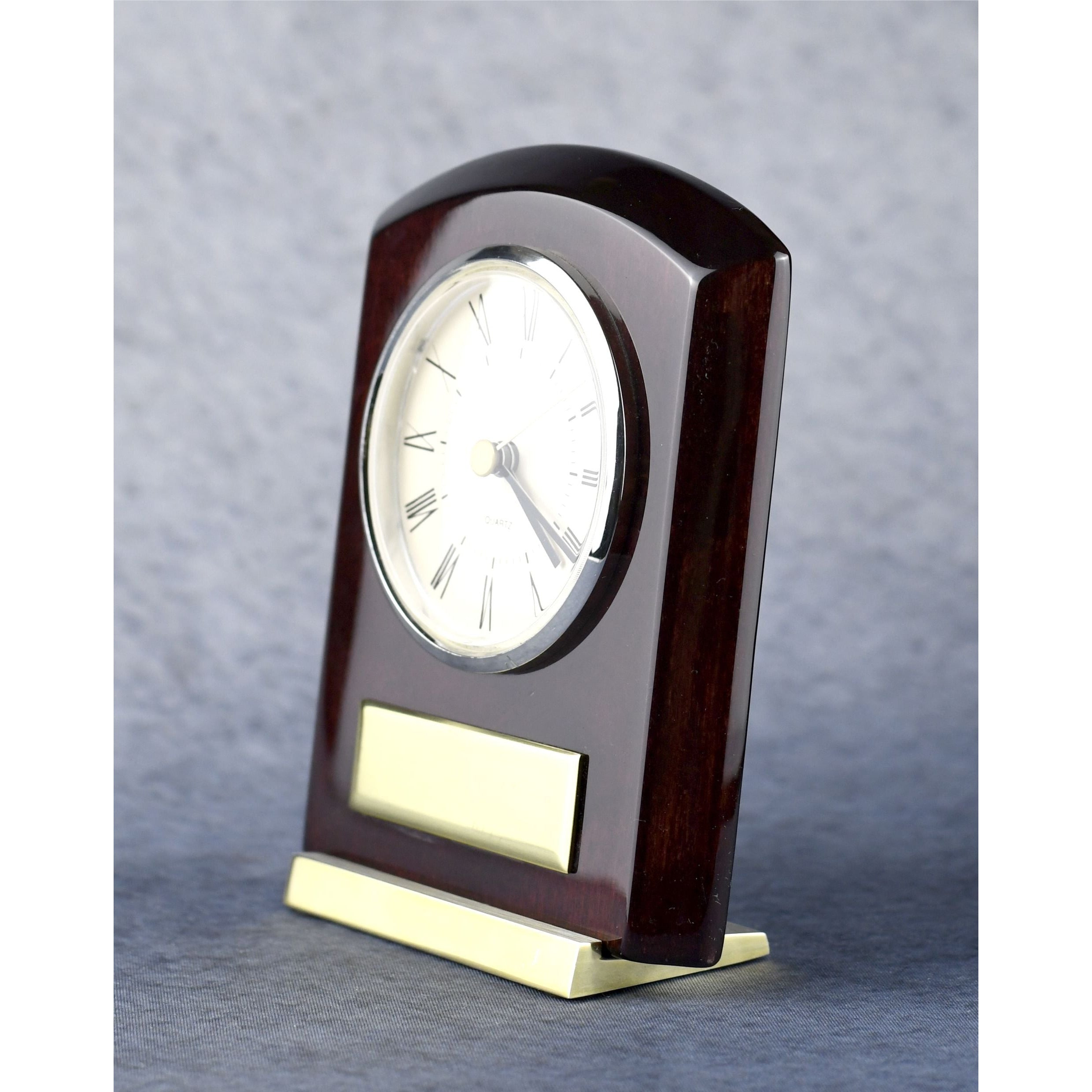 Piano Wood Arched Brass Clock